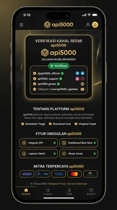 Tampilan kanal resmi api5000