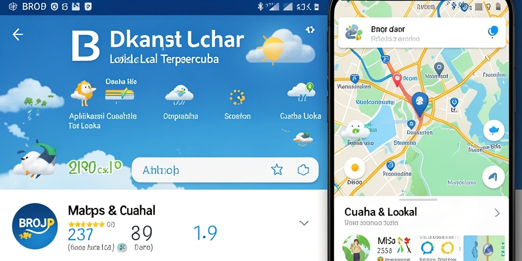 Tampilan antarmuka aplikasi BROJP untuk informasi cuaca lokal.