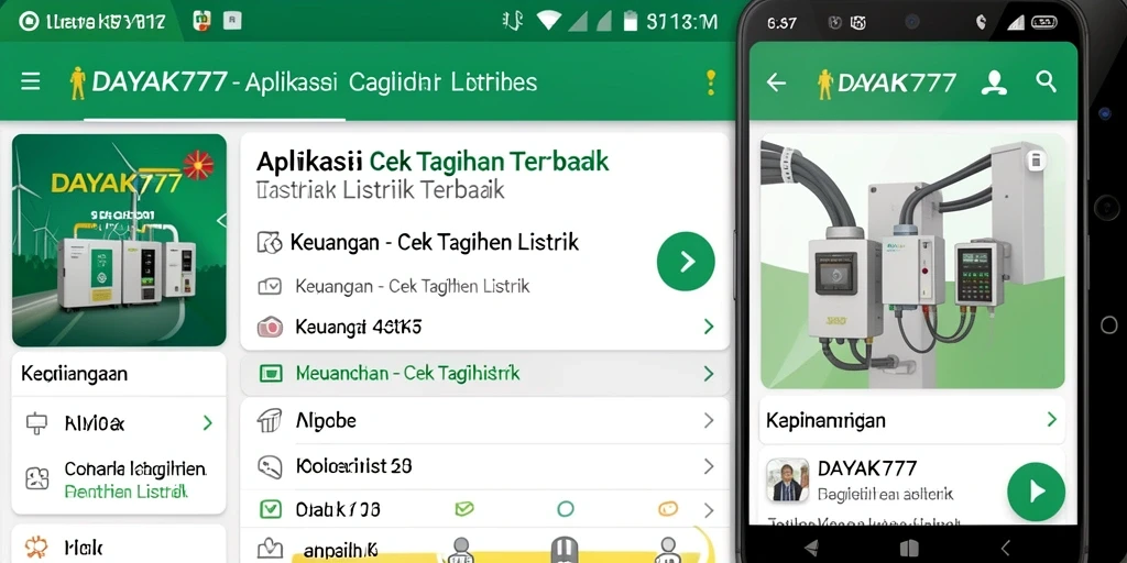 Antarmuka aplikasi DAYAK777 untuk cek tagihan listrik.