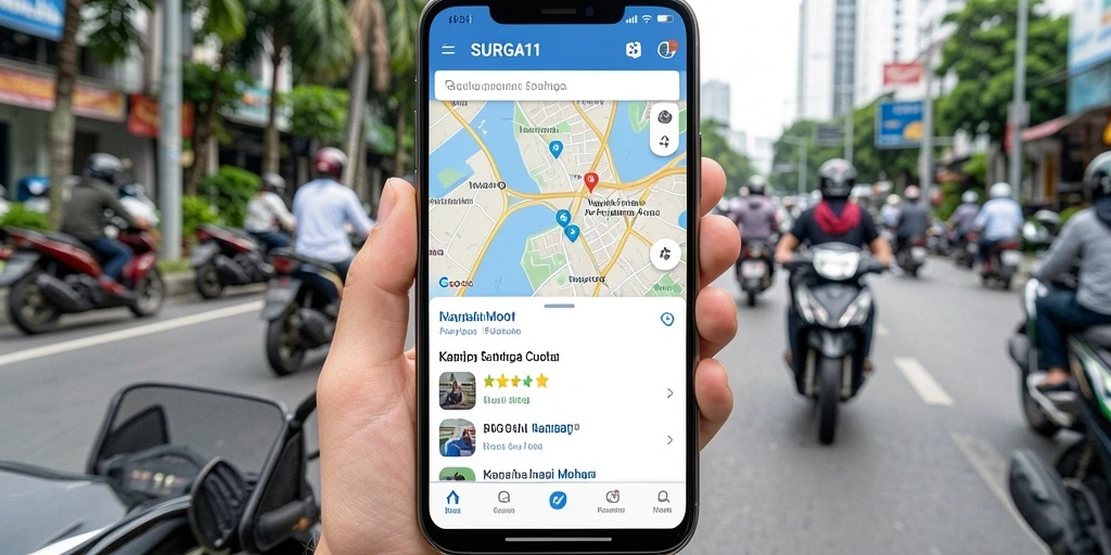 Tampilan antarmuka SURGA11 untuk Navigasi Motor yang sederhana dan informatif.