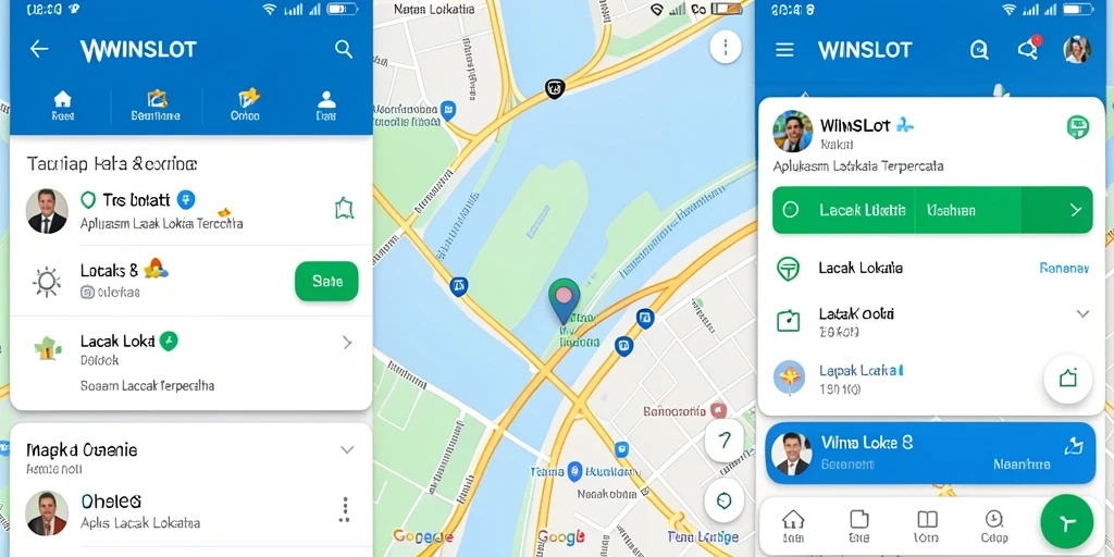 Screenshot antarmuka aplikasi WINSLOT dengan fungsi Lacak Lokasi yang jelas.